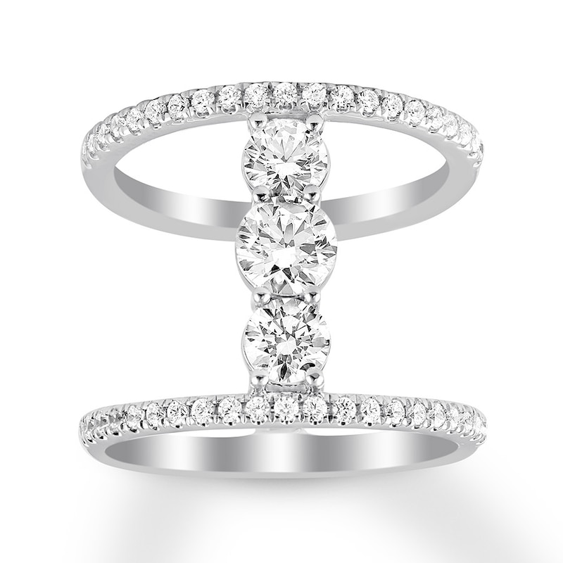 Previously Owned Diamond North South 3-Stone Ring 1-1/2 ct tw 14K White Gold