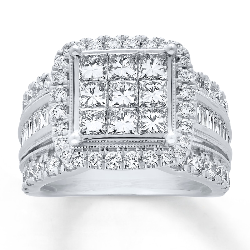 Main Image 1 of Previously Owned Diamond Engagement Ring 3 ct tw Princess & Round-cut 10K White Gold