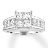 Previously Owned Diamond Engagement Ring 2-1/2 ct tw Princess & Round-cut 14K White Gold