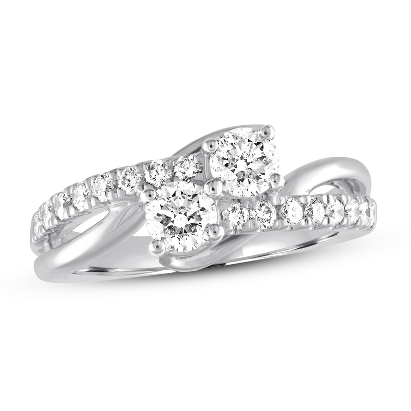 Previously Owned Ever Us Two-Stone Diamond Anniversary Ring 1 ct tw Round-cut 14K White Gold