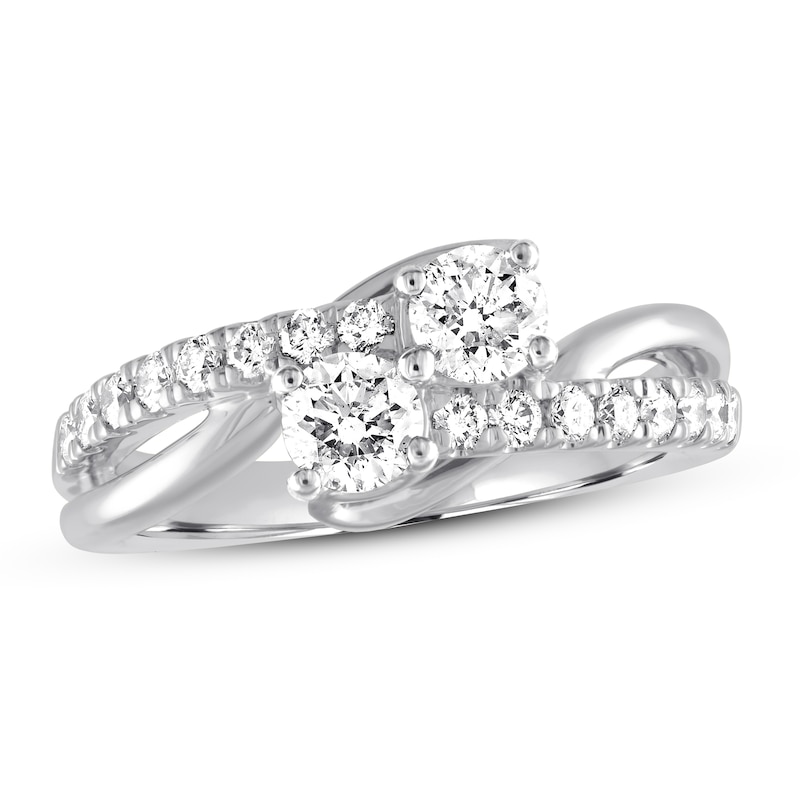 Previously Owned Ever Us Two-Stone Diamond Anniversary Ring 1 ct tw Round-cut 14K White Gold