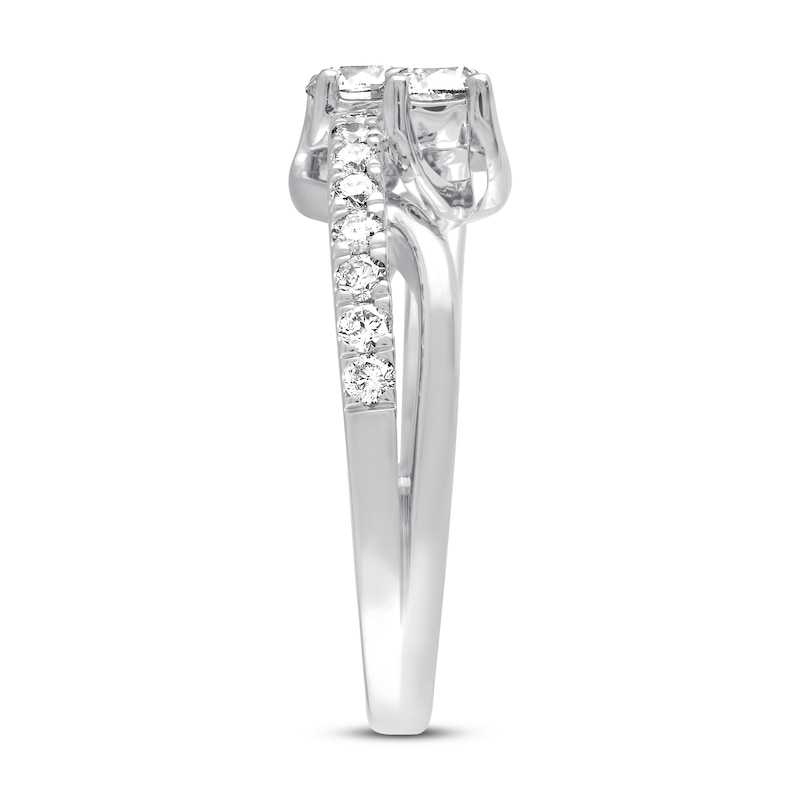 Main Image 2 of Previously Owned Ever Us Two-Stone Diamond Anniversary Ring 1 ct tw Round-cut 14K White Gold