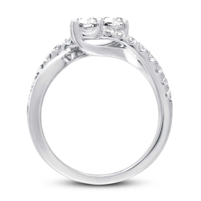 Main Image 3 of Previously Owned Ever Us Two-Stone Diamond Anniversary Ring 1 ct tw Round-cut 14K White Gold