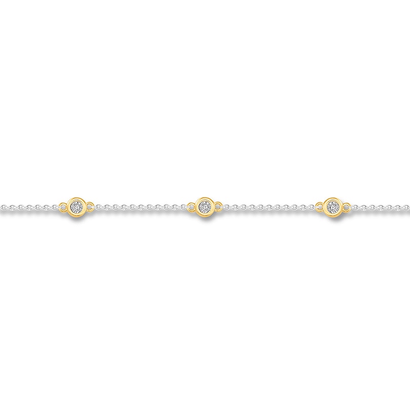 Previously Owned Diamond Circle Anklet Sterling Silver/10K Yellow Gold 10"