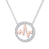 Previously Owned Heartbeat Necklace 1/15 ct tw Diamonds Sterling Silver/10K Gold
