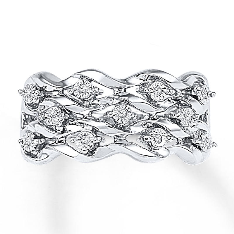 Main Image 1 of Previously Owned Anniversary Band 1/10 ct tw Round-cut Diamonds Sterling Silver