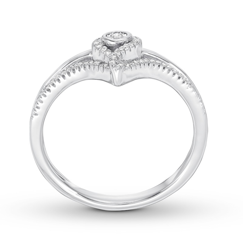 Main Image 2 of Previously Owned Interwoven Diamond Ring 1/10 ct tw Round-cut Sterling Silver