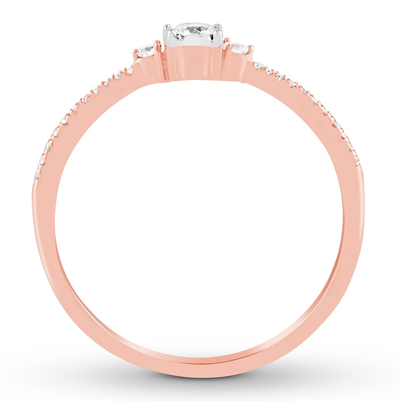 Main Image 2 of Previously Owned Diamond Promise Ring 1/5 ct tw Round-cut 10K Rose Gold