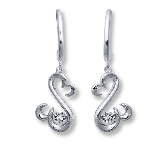 Previously Owned Open Hearts Rhythm Diamond Accents Sterling Silver Earrings