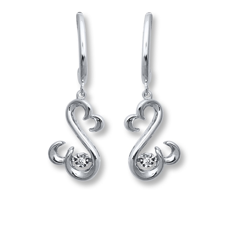 Main Image 1 of Previously Owned Open Hearts Rhythm Diamond Accents Sterling Silver Earrings