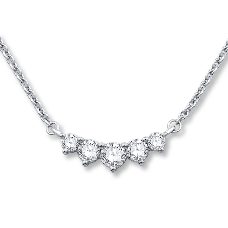 Main Image 1 of Previously Owned Diamond Necklace 3/4 ct tw Round-cut 14K White Gold