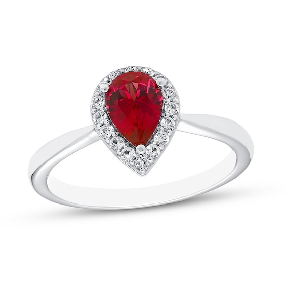 Previously Owned Lab-Created Ruby Ring Lab-Created Sapphires 10K White Gold