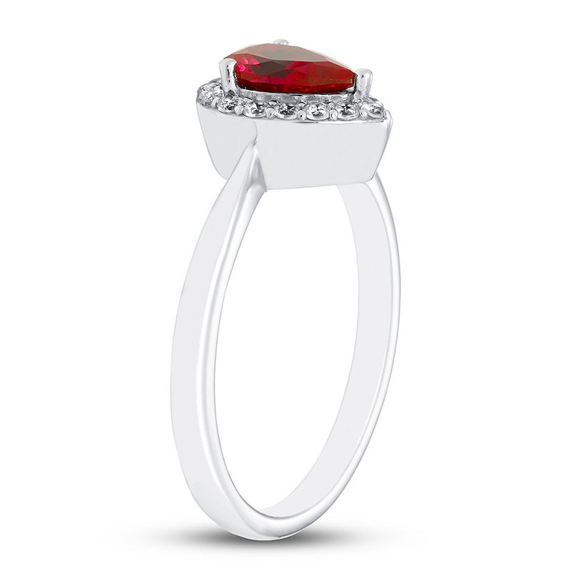 Main Image 2 of Previously Owned Lab-Created Ruby Ring Lab-Created Sapphires 10K White Gold