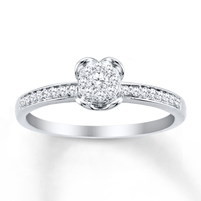 Previously Owned Diamond Promise Ring 1/5 ct tw Round-cut 10K White Gold - Size 4.25