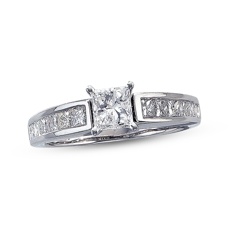 Previously Owned Diamond Engagement Ring 1-1/4 ct tw Princess-cut 14K White Gold - Size 9.25