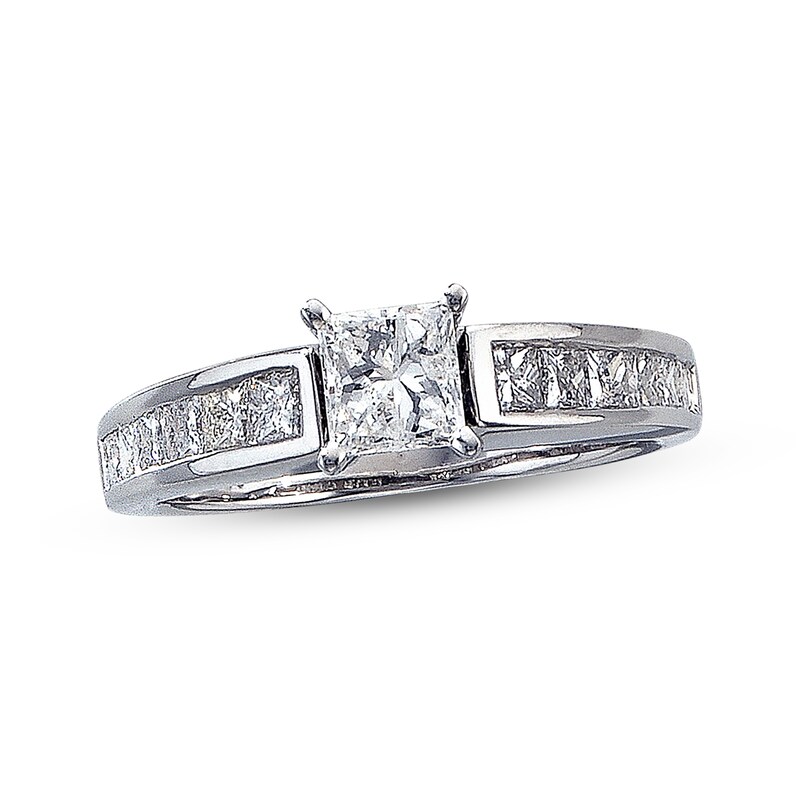 Main Image 1 of Previously Owned Diamond Engagement Ring 1-1/4 ct tw Princess-cut 14K White Gold - Size 9.25