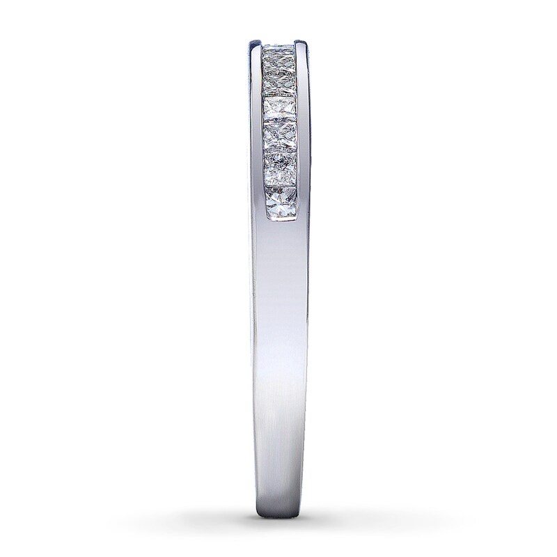 Main Image 3 of Previously Owned Diamond Wedding Band 1/3 ct tw Princess-cut 14K White Gold - Size 10.25