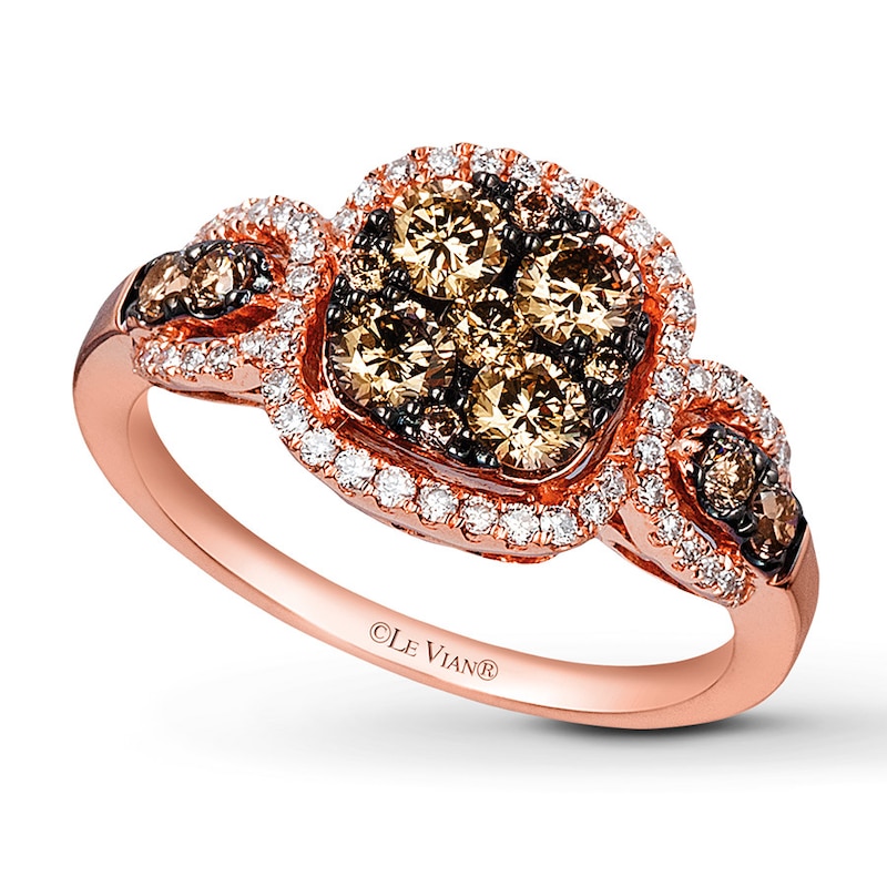 Previously Owned Le Vian Chocolate Diamonds 1 ct tw Round-cut Ring 14K Strawberry Gold - Size 4.25