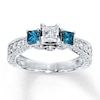 Previously Owned Blue Diamond Ring 1 ct tw Princess & Round-cut 14K White Gold