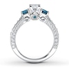 Previously Owned Blue Diamond Ring 1 ct tw Princess & Round-cut 14K White Gold