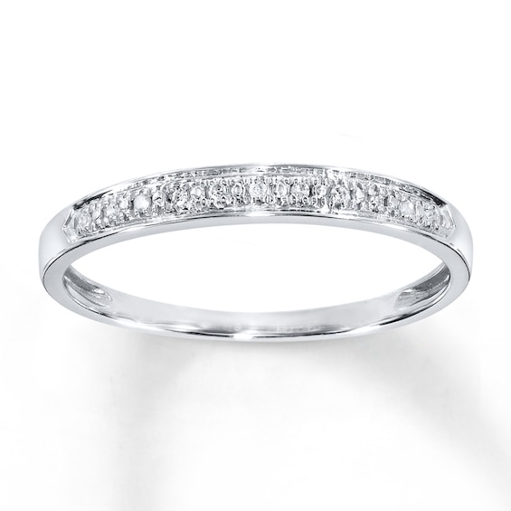 Previously Owned Diamond Accent Anniversary Band Round-cut 10K White Gold Size 9.75