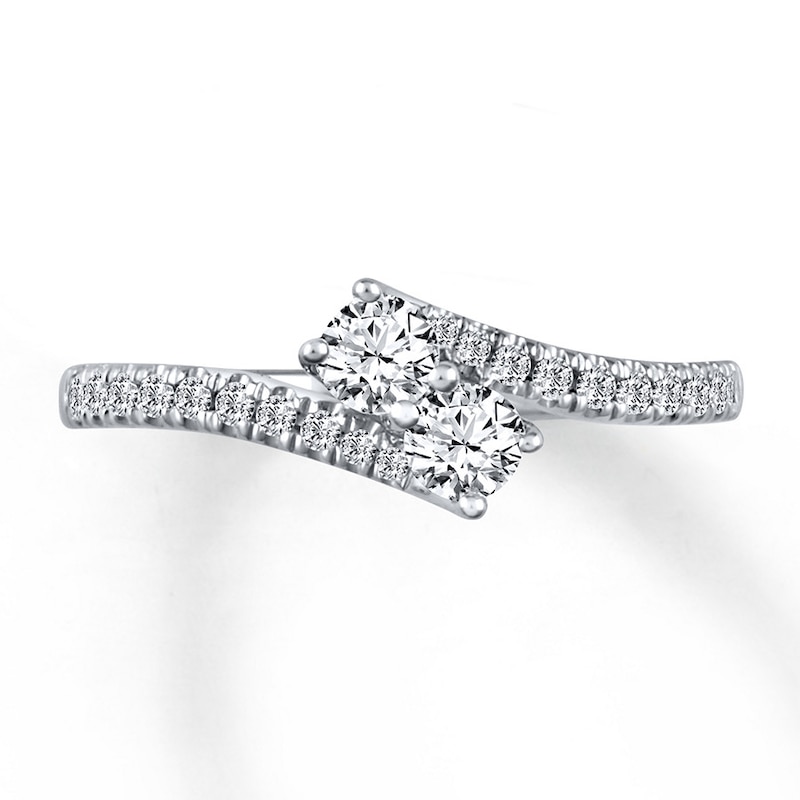 Main Image 3 of Previously Owned Ever Us Two-Stone Anniversary Ring 1/2 ct tw Round-cut Diamonds 14K White Gold Size 4.25