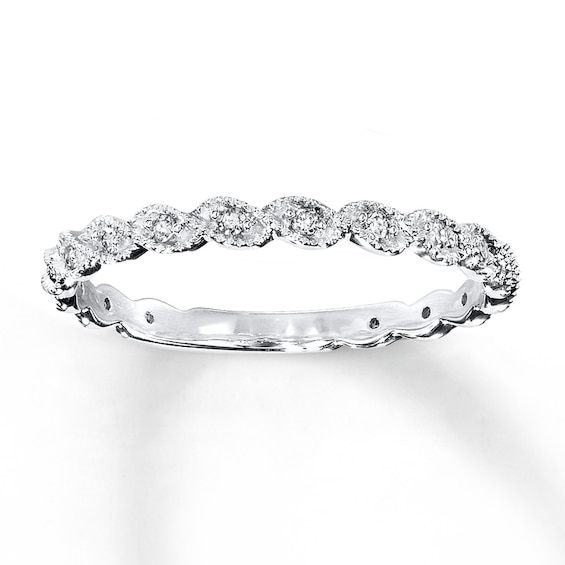 Previously Owned Diamond Anniversary Ring 1/10 ct tw Round-cut 14K White Gold Size