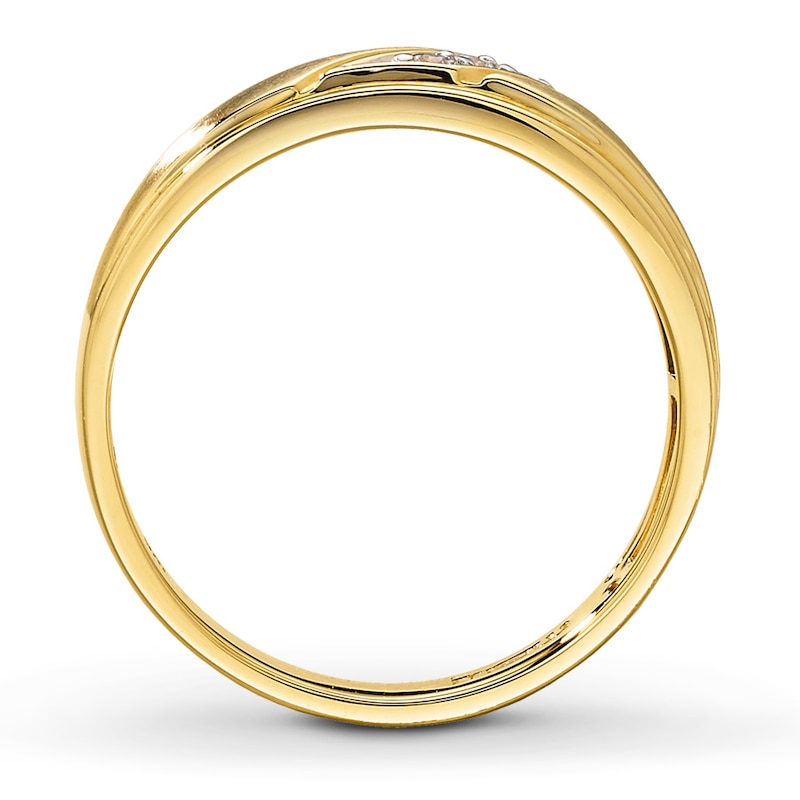 Main Image 2 of Previously Owned Men's Diamond Wedding Band 1/10 ct tw Round-cut 10K Yellow Gold Size 14.25