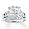 Thumbnail Image 1 of Previously Owned Diamond Engagement Ring 3 ct tw Princess & Round-cut 14K White Gold Size 12.75