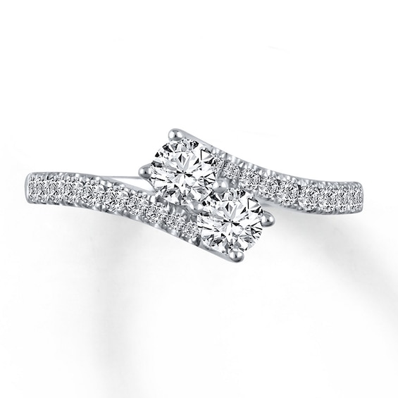 Previously Owned Ever Us Two-Stone Anniversary Ring 3/4 ct tw Round-cut Diamonds 14K White Gold Size 10.5