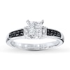 Previously Owned Black & White Diamond Engagement Ring 1/2 ct tw Princess & Round-cut 10K White Gold