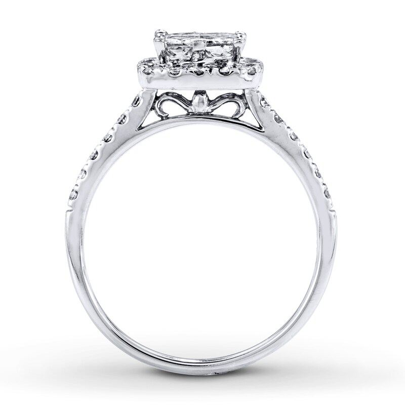 Main Image 2 of Previously Owned Diamond Engagement Ring 1 ct tw Princess & Round-cut 14K White Gold - Size 9.25