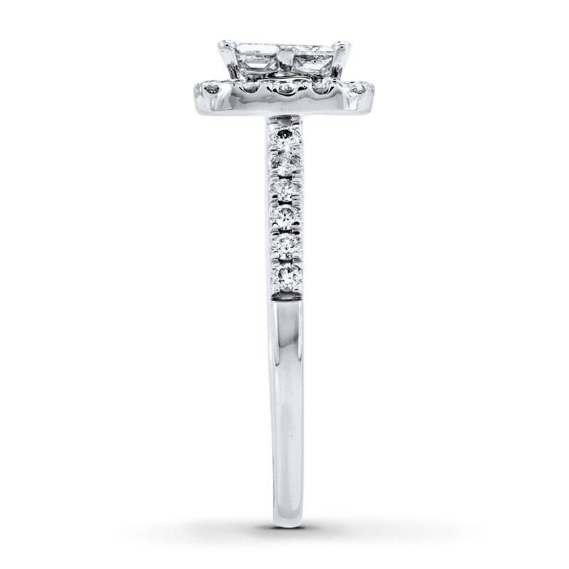 Main Image 3 of Previously Owned Diamond Engagement Ring 1 ct tw Princess & Round-cut 14K White Gold - Size 9.25