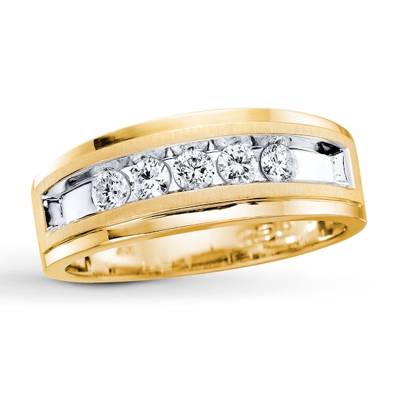 Previously Owned Men's Diamond Wedding Band 1/2 ct tw Round-cut 10K Yellow Gold Size