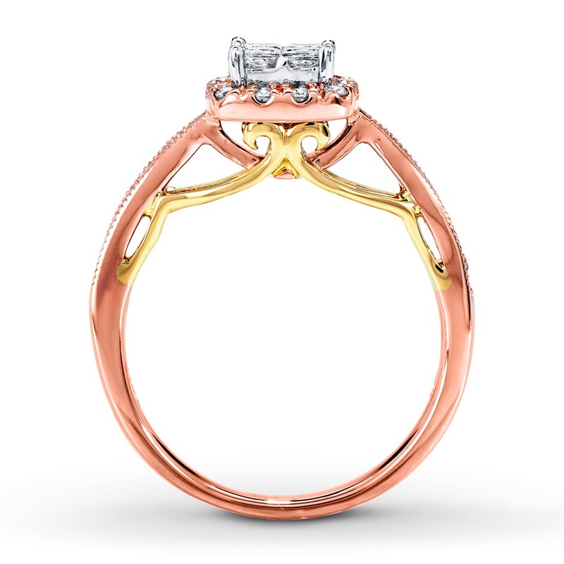 Main Image 2 of Previously Owned Diamond Engagement Ring 1/2 ct tw Princess & Round-cut 14K Two-Tone Gold - Size 11