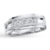 Thumbnail Image 1 of Previously Owned Men's Diamond Wedding Band 1/2 ct tw Round-cut 10K White Gold - Size 5.25