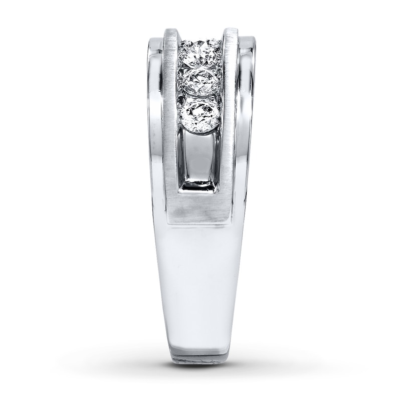 Main Image 3 of Previously Owned Men's Diamond Wedding Band 1/2 ct tw Round-cut 10K White Gold - Size 5.25