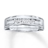 Thumbnail Image 0 of Previously Owned Men's Diamond Wedding Band 1/4 ct tw Round-cut 10K White Gold - Size 17