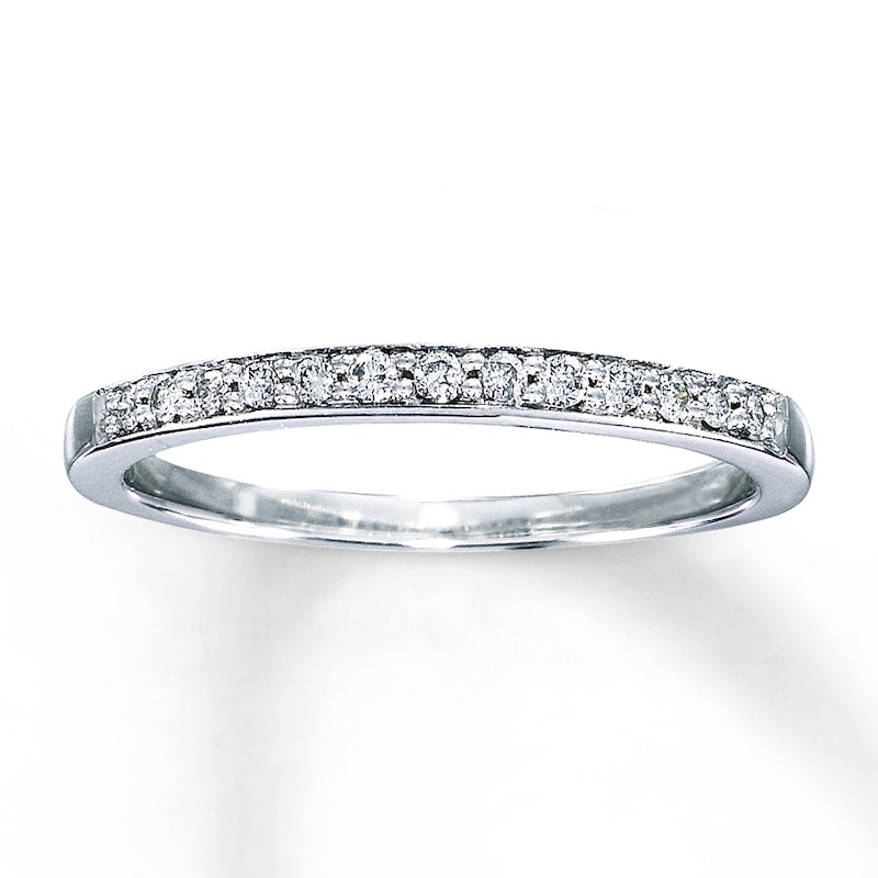 Main Image 1 of Previously Owned Diamond Anniversary Band 1/8 ct tw Round-cut 10K White Gold Size 4.5