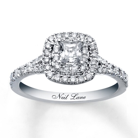 Previously Owned Neil Lane Engagement Ring 1 ct tw Princess & Round-cut Diamonds 14K White Gold Size