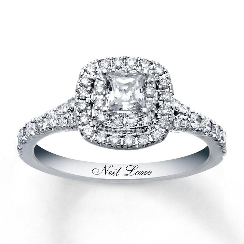 Previously Owned Neil Lane Engagement Ring 1 ct tw Princess & Round-cut Diamonds 14K White Gold