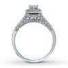 Thumbnail Image 1 of Previously Owned Diamond Engagement Ring 1/2 ct tw Princess & Round-cut 14K White Gold - Size 10.5