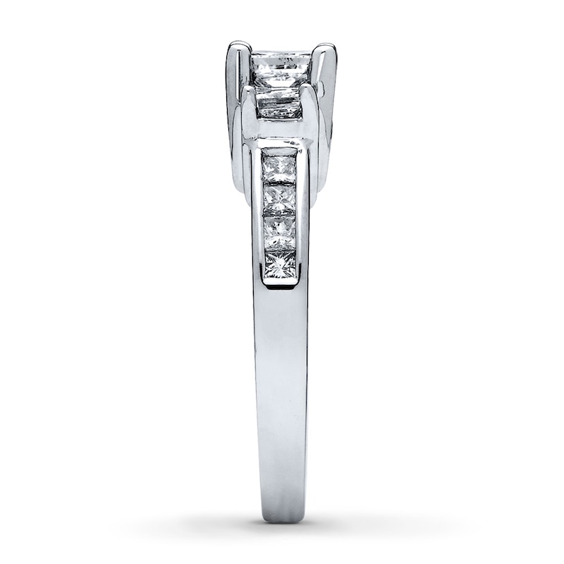 Previously Owned 3-Stone Diamond Ring 1-1/2 ct tw Princess-cut 14K White Gold - Size 11.25