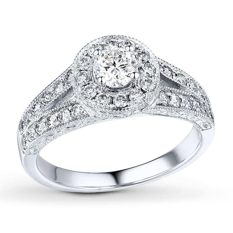 Main Image 1 of Previously Owned Diamond Engagement Ring 5/8 ct tw Round-cut 14K White Gold Size 11.25