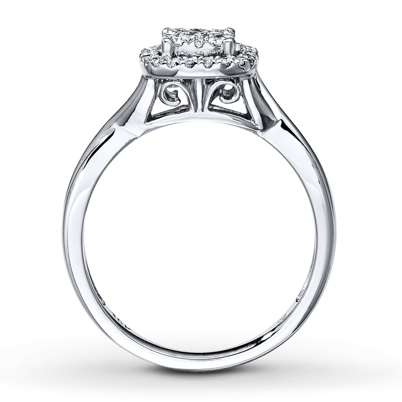 Previously Owned Diamond Engagement Ring 1/3 ct tw Princess & Round-cut 10K White Gold - Size 11.25