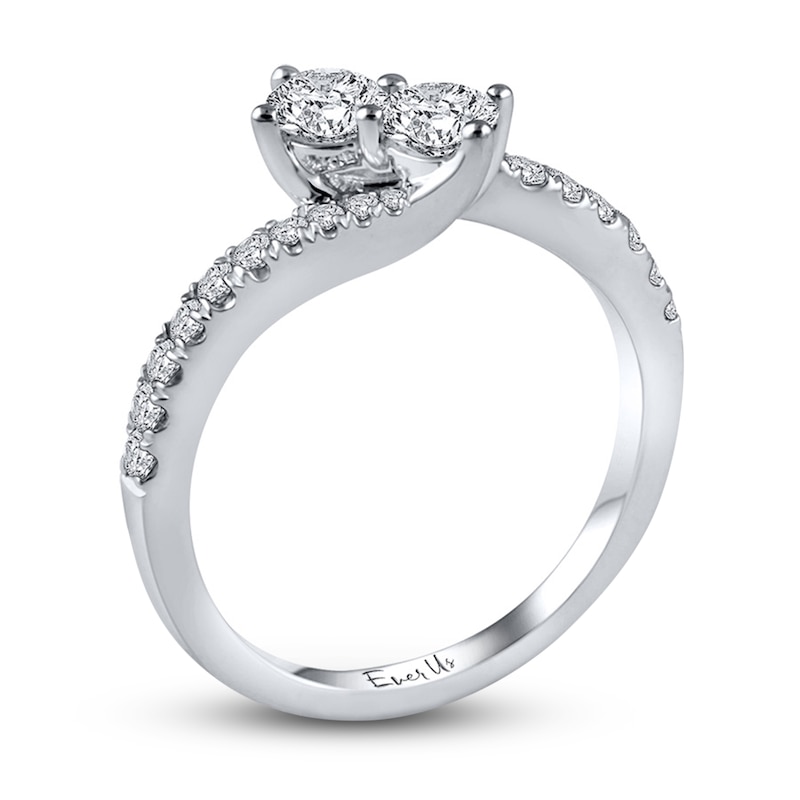 Main Image 2 of Previously Owned Ever Us Two-Stone Anniversary Ring 3/4 ct tw Round-cut Diamonds 14K White Gold - Size 11.5