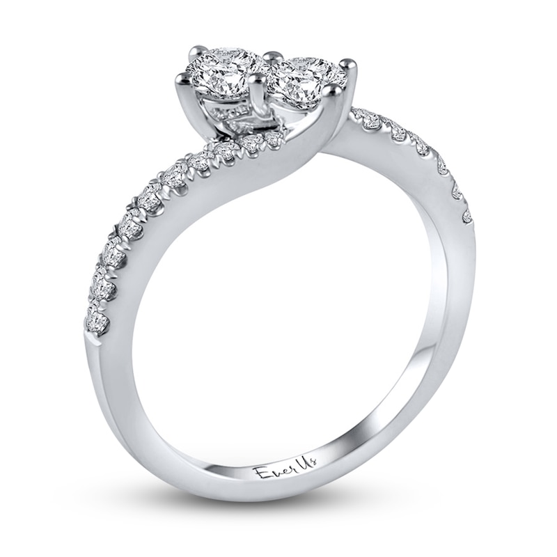 Previously Owned Ever Us Two-Stone Anniversary Ring 3/4 ct tw Round-cut Diamonds 14K White Gold - Size 11.5