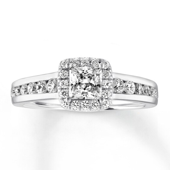 Previously Owned Diamond Engagement Ring 5/8 ct tw Princess & Round-cut 14K White Gold Size 9.75