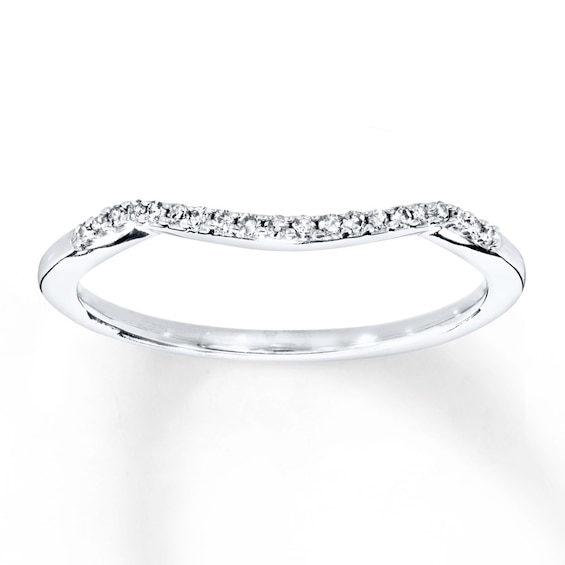 Previously Owned Wedding Band 1/15 ct tw Round-cut Diamonds 10K White Gold Size