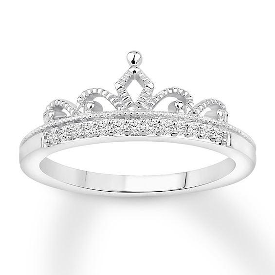 Previously Owned Diamond Tiara Wedding Band 1/10 ct tw Round-cut 10K White Gold Size 11.25